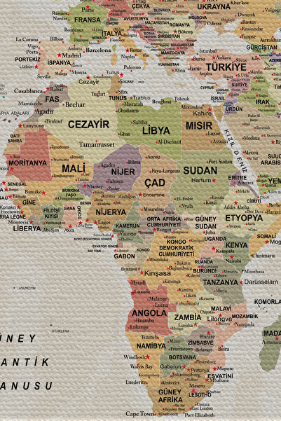 N NOXXO Wall Cover / Carpet Detailed Current Turkish World Map Quality Canvas Fabric-3979