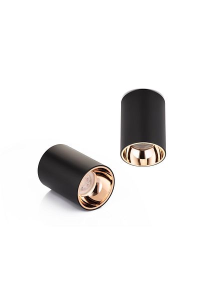 ULTRAS PERA 6500K Black-Gold Led Spotlight - Surface Mounted Cylinder