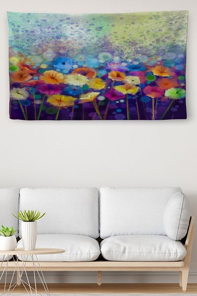 bebekokusu Covor de pânză cu acuarelă abstractă cu model de flori - 3994