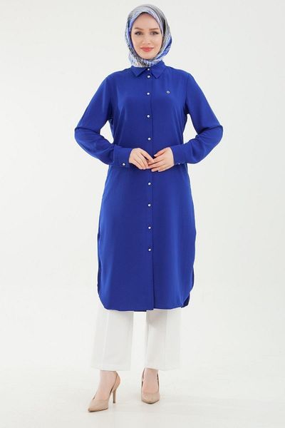 Armine TREND Saks Colorful Shirt Tunic με γιακά - Με μανσέτες και κουμπιά 24yt430