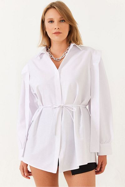 Bianco Lucci Women's Rope Tie Design Shirt 60701001