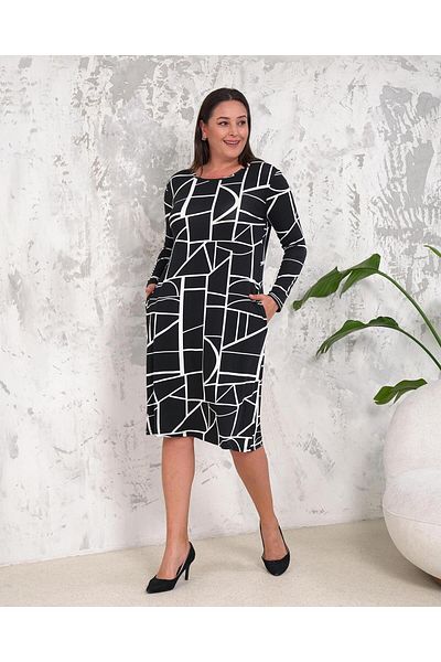 charamela Plus Size Women's Knitted Dress, Long Sleeve - Bge64