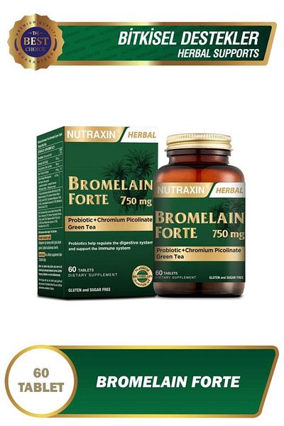 Nutraxin Chrome Green Tea Probiotic - Bromelain Forte 750 Mg 60 Tablets