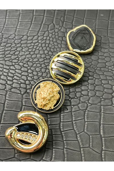 ODDA TASARIM ATÖLYESİ Luxury Combin Black Gold Button Set (4 Pieces)