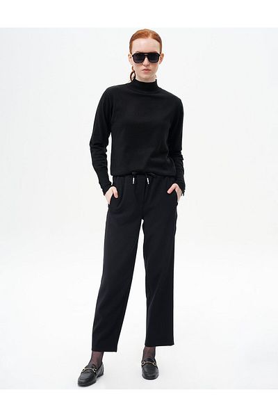 KYR Black Lace-Up Elastic Waist Trousers