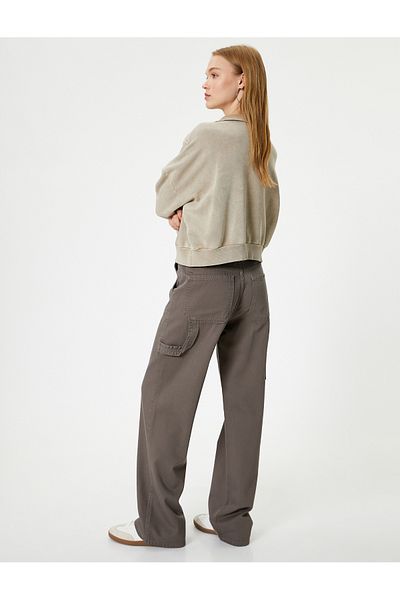 Koton Jeanshose mit hoher Taille und Taschen – längere, gerade Jeans
