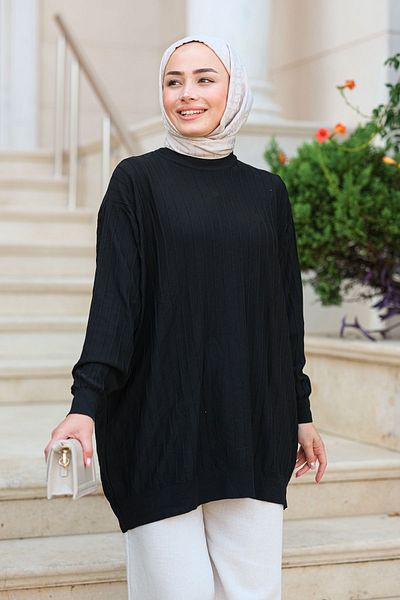 LOCCO Black Crew Neck Tunic