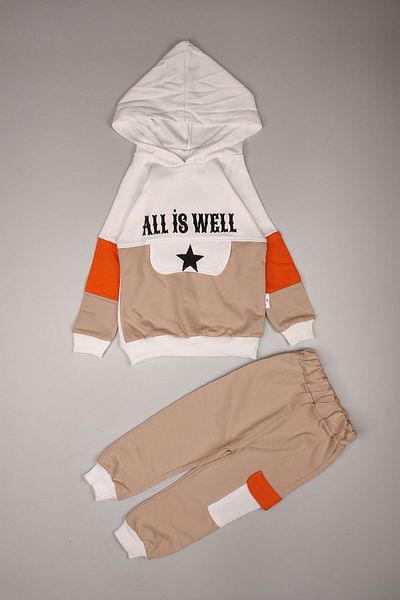Peki All Is Well Star Set - 5-Piece Cotton Hooded Cargo Pocket, 4-Piece Paid Newborn Set 15215