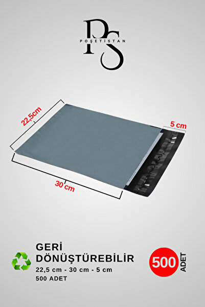 POŞETİSTAN Cepsiz Kargo Poşeti 500 Adet 22,5 Cm X 30 Cm X 5 Cm