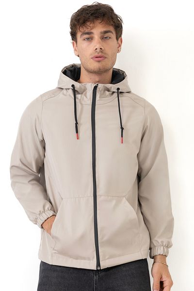 Montstop Men's Stone Lined Kangaroo Pocket Water and Windproof Hooded Raincoat with Pockets