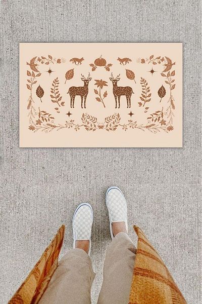 Anılfashion Digital Printed Deer Powder Color Door Mat - K-1215