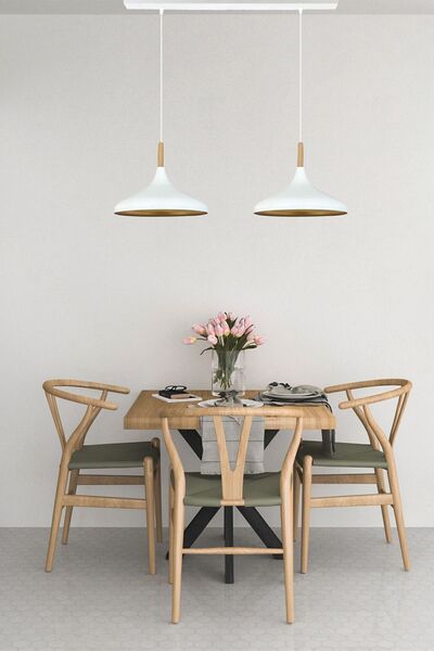 Bamyum Ikili Champion Beyaz Sarkıt Lamba Yemek Masası Oturma Odası Mutfak Salon Otel Café