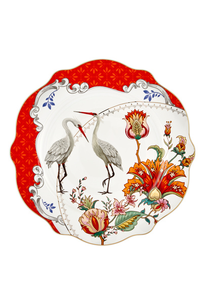 CHIARA ALESSI صحن طعام بورسلين أحمر من ألور 26 سم