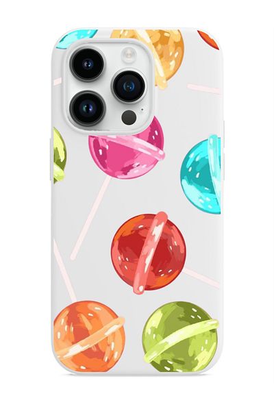 Kılıf Fabrikası iPhone 15 Pro Max Compatible Embossed Colorful Lollipops Pattern Protective Phone Case