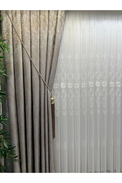 NİVEMESHOME Nivemeshome Pera V-5401 - 1/3 Close Pleated Background Curtain APM