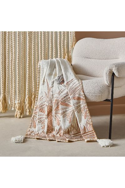 Home Box Cancun Palm Print Slub Throw - 130x170 cm