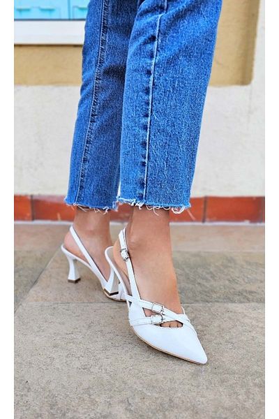 Kids Club Shoes Pantofi clasici pentru femei İremsu, cu cataramă dublă, cu toc stiletto, ALB