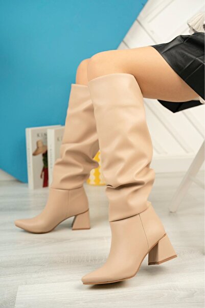 serkanseyyid SYT-2002 Μπότες καθημερινής χρήσης με χοντρό τακούνι με φυσούνα