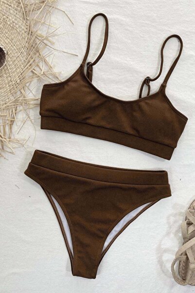 Angelsin Yüksek Bel Fitilli Kumaş BiKini Altı