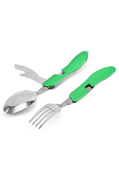 cesmetek Portable Foldable Camping Cutlery-Spoon-Knife Set