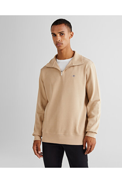 Gant Erkek Bej Regular Fit Yarım Fermuarlı Sweatshirt
