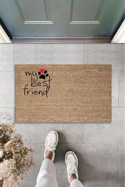 Lasirius Digital Printing Brown Paw My Best Friend Decorative Door Mat