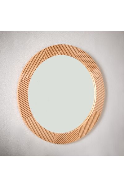 Home Box Inez Solid Wood Frame Round Mirror - 61 cm