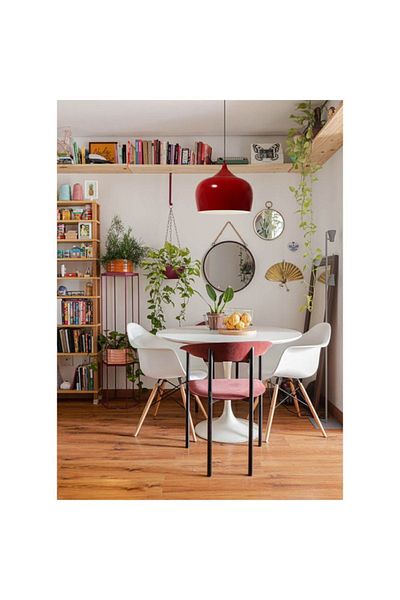 Bamyum Red Circle Pendant Lamp Metal Chandelier - for Living Room, Cafe, Office, Boutique, Hotel, Hairdresser and Shop Store