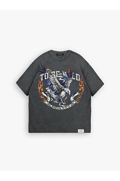 ablukaonline Чоловічий оверсайз футболка з принтом To Be Wild - темно-сірий