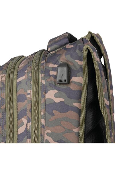 SYG 4 Compartment Water Repellent Fabric School Backpack with USB Input Apparatus SYG2229-Camouflage