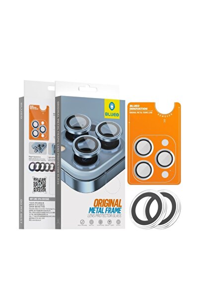 BLUEO إطار معدني شفاف لهاتف iPhone 16 و16 Plus - واقي عدسة الكاميرا مع أداة ت...