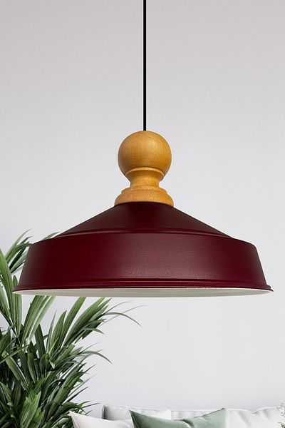 Bamyum Retro Pendant Lamp - Noble Single Chandelier Wooden Head, Restaurant and Living Room Lighting