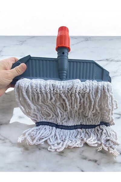 RENK YAPI RÜYASI 30 Cm Islak Mop, Geniş Ağızlı Islak Mop Ucu Aparat Gürgen Sap, Işyerleri Büyük Yerler Için
