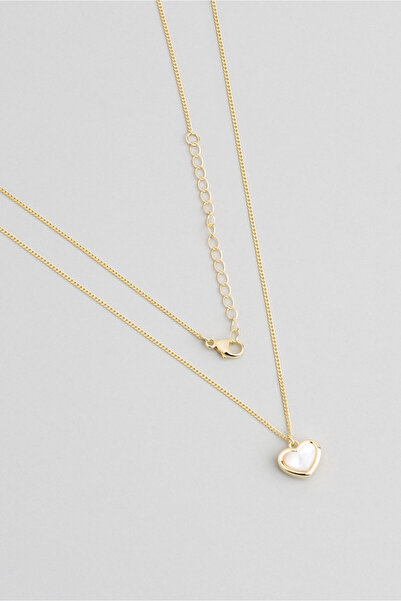 So CHIC... Sedef Kalp 18 Ayar Sarı Altın Kaplama 45 Cm Gümüş Minimal Kolye