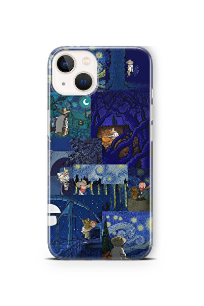 Space Star iPhone 15 Uyumlu Van Gogh Tasarım Baskılı Şeffaf Kılıf