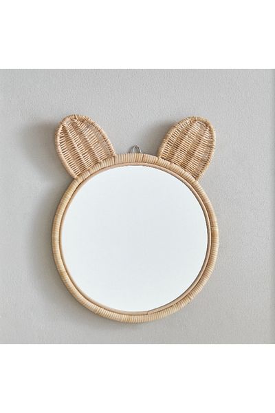 Home Box Playland Wicker Mirror - 32x32x2 cm