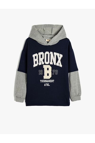 Koton Brooklyn nyomott színes blokk kapucnis hosszú ujjú pulóver