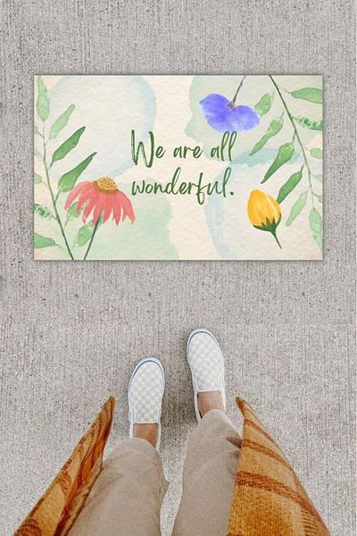 Lasirius Digital Printing Decorative Floral Blue Door Mat