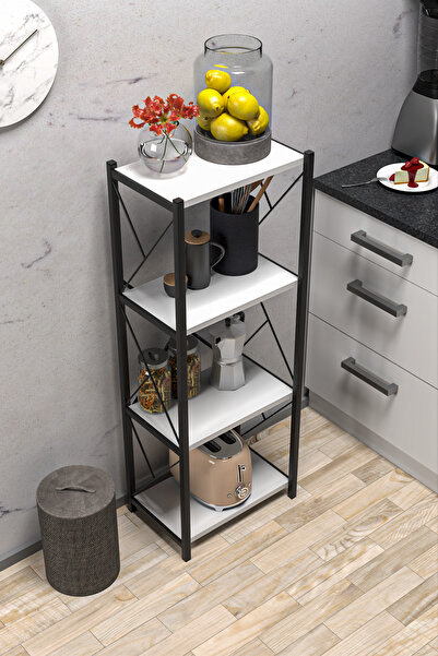 mormanya Norraca Metal Tekli Mutfak Rafı Malzeme Dolabı 4 Raflı Mikrodalga Fı...