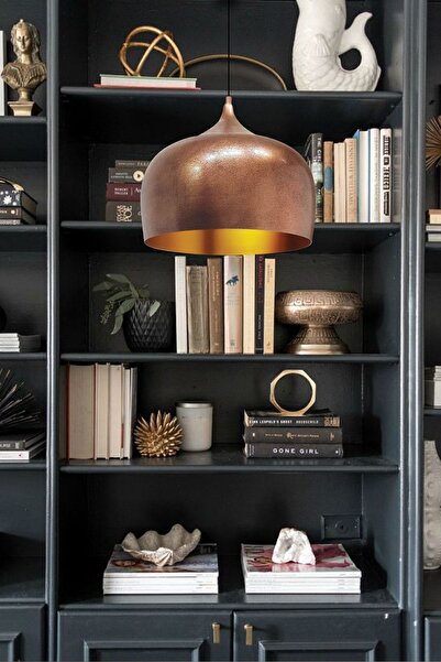 Bamyum Bakır Rengi Yeni Nesil Tekli Avize Salon Masaüstü Mutfak Cafe Tekli Eskitme Lamba Vintage