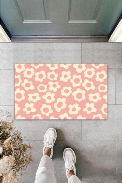 Lasirius Digital Flower Pink Door Mat Outdoor Doormat