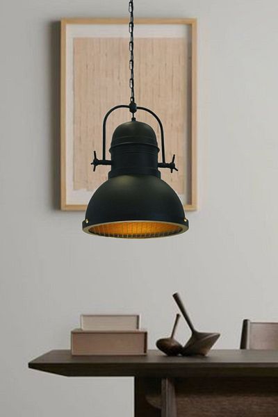 Bamyum Black Single Lamp Pendant Lamp - Cage Chandelier, Living Room Cafe, Restaurant Boutique, Lighting for Hotel Hairdresser