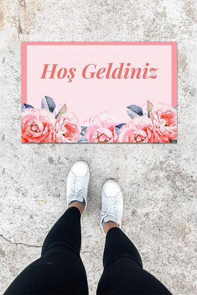 Lasirius Digital Printing Pink Rose Pattern Door Mat