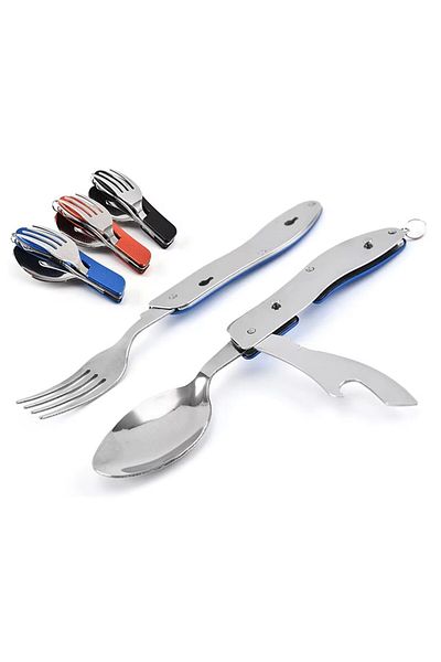 cesmetek Portable Foldable Camping Cutlery-Spoon-Knife Set