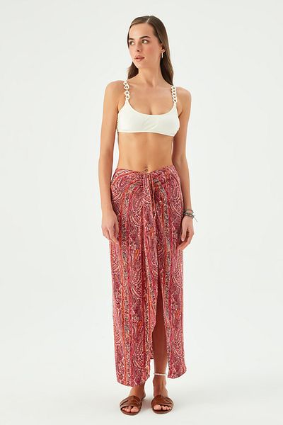 Sandshaped MAYA VEGAN SILK KNOTTED SKIRT RED