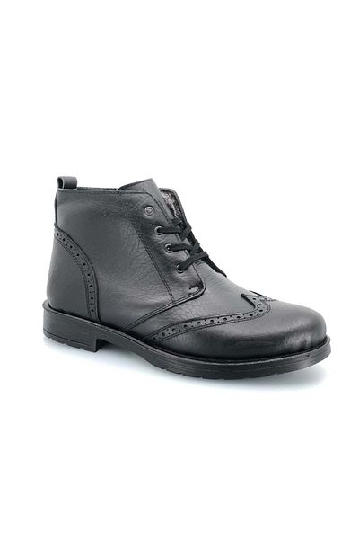 Kids Club Shoes Ανδρικές μπότες από 100% γνήσιο δέρμα και μαλλί Desimen ΜΑΥΡΟ