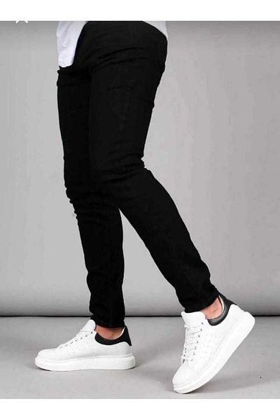 KING SEZAR Ανδρικό Μαύρο Stretchy Slim Fit Lycra Jeans - Τζιν παντελόνι