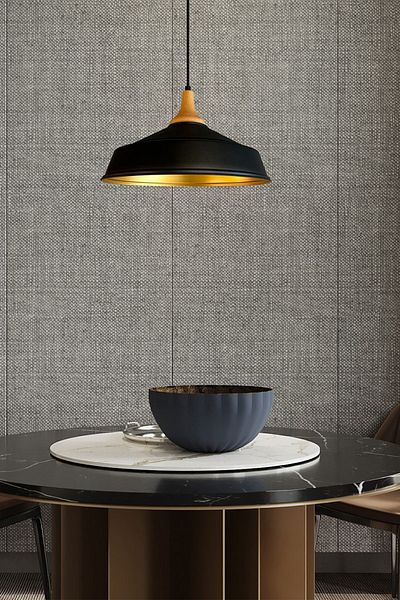 Bamyum Black Wooden Inverted Mushroom - Single Chandelier Retro Pendant Lamp Office Showroom Living Room Kitchen Chandeliers