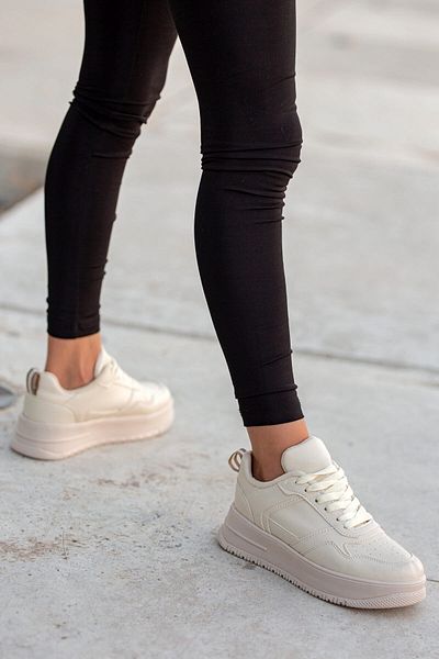 Ccway Pantofi sport de damă cu șireturi Bej Bej