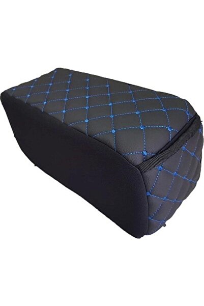 TROBUS Sünger Kolçak Kol Dayama Baklava Desen Siyah Deri Mavi Desen